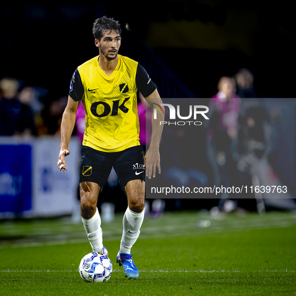 NAC Breda defender Leo Greiml plays during the match between NAC and NEC at the NAC Rat Verleghstadium for the Dutch Eredivisie season 2024-...