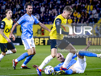 NAC Breda defender Lars Mol and NEC defender Bram Nuytinck play during the match between NAC and NEC at the NAC Rat Verleghstadium for the D...