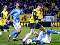 NAC Breda defender Lars Mol and NEC defender Bram Nuytinck play during the match between NAC and NEC at the NAC Rat Verleghstadium for the D...