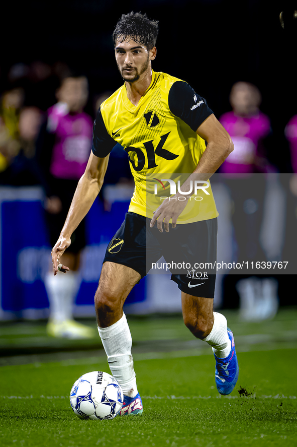 NAC Breda defender Leo Greiml plays during the match between NAC and NEC at the NAC Rat Verleghstadium for the Dutch Eredivisie season 2024-...