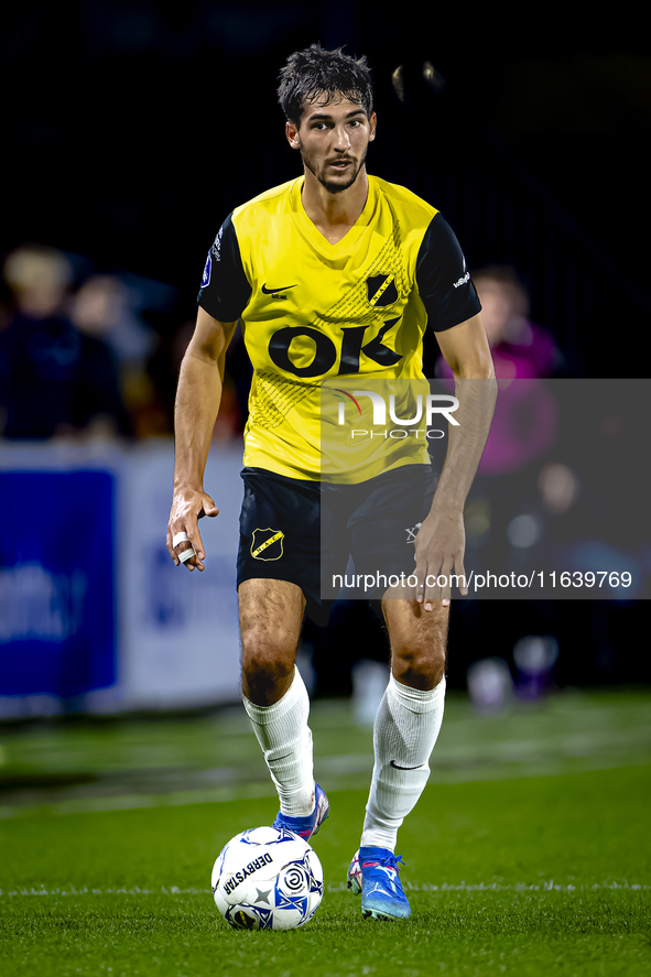 NAC Breda defender Leo Greiml plays during the match between NAC and NEC at the NAC Rat Verleghstadium for the Dutch Eredivisie season 2024-...