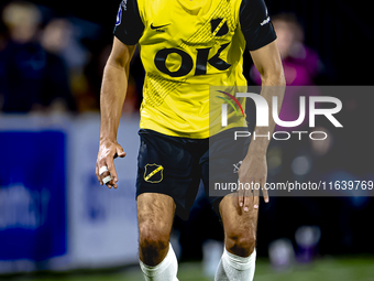 NAC Breda defender Leo Greiml plays during the match between NAC and NEC at the NAC Rat Verleghstadium for the Dutch Eredivisie season 2024-...