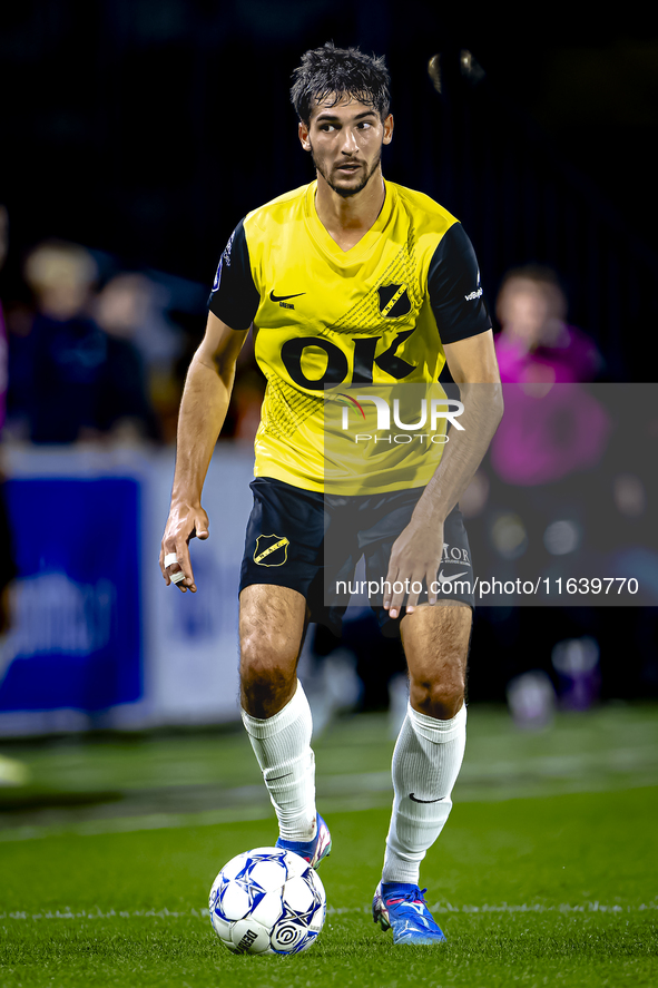 NAC Breda defender Leo Greiml plays during the match between NAC and NEC at the NAC Rat Verleghstadium for the Dutch Eredivisie season 2024-...