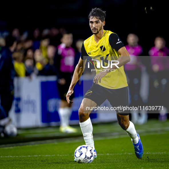 NAC Breda defender Leo Greiml plays during the match between NAC and NEC at the NAC Rat Verleghstadium for the Dutch Eredivisie season 2024-...