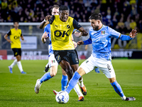 NAC Breda defender Cherrion Valerius and NEC defender Calvin Verdonk play during the match between NAC and NEC at the NAC Rat Verleghstadium...