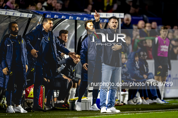 NAC Breda trainer Carl Hoefkens is present during the match between NAC and NEC at the NAC Rat Verleghstadium for the Dutch Eredivisie seaso...