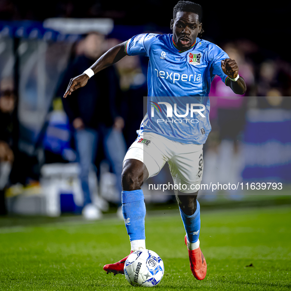 NEC defender Brayann Pereira plays during the match between NAC and NEC at the NAC Rat Verleghstadium for the Dutch Eredivisie season 2024-2...