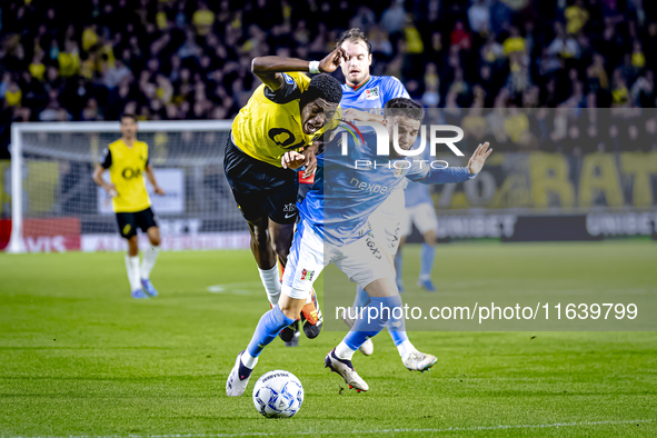 NAC Breda defender Cherrion Valerius and NEC defender Calvin Verdonk play during the match between NAC and NEC at the NAC Rat Verleghstadium...