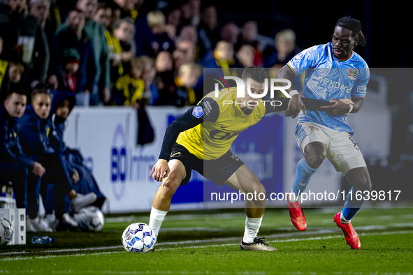 NAC Breda midfielder Dominik Janosek and NEC defender Brayann Pereira play during the match between NAC and NEC at the NAC Rat Verleghstadiu...