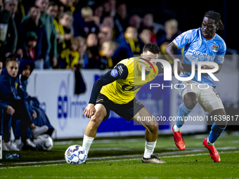 NAC Breda midfielder Dominik Janosek and NEC defender Brayann Pereira play during the match between NAC and NEC at the NAC Rat Verleghstadiu...