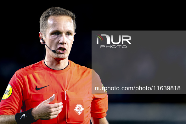 Referee Ingmar Oostrom officiates the match between NAC and NEC at the NAC Rat Verleghstadium for the Dutch Eredivisie season 2024-2025 in B...