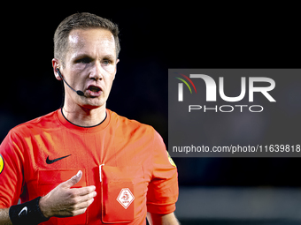 Referee Ingmar Oostrom officiates the match between NAC and NEC at the NAC Rat Verleghstadium for the Dutch Eredivisie season 2024-2025 in B...