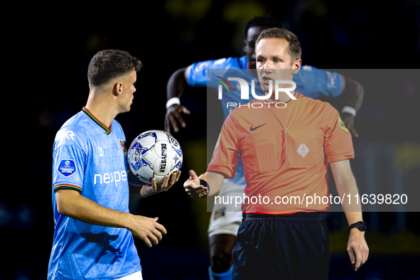 Referee Ingmar Oostrom officiates the match between NAC and NEC at the NAC Rat Verleghstadium for the Dutch Eredivisie season 2024-2025 in B...