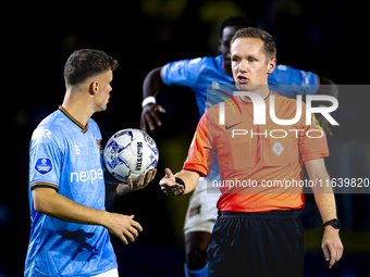 Referee Ingmar Oostrom officiates the match between NAC and NEC at the NAC Rat Verleghstadium for the Dutch Eredivisie season 2024-2025 in B...