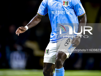 NEC defender Brayann Pereira plays during the match between NAC and NEC at the NAC Rat Verleghstadium for the Dutch Eredivisie season 2024-2...