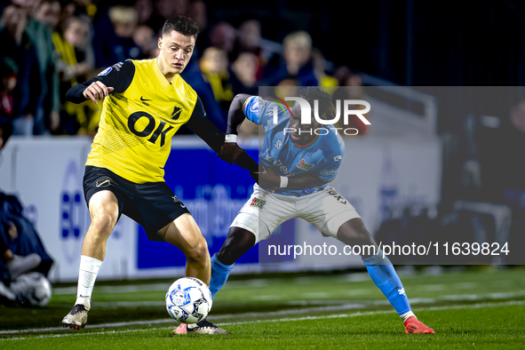 NAC Breda midfielder Dominik Janosek and NEC defender Brayann Pereira play during the match between NAC and NEC at the NAC Rat Verleghstadiu...