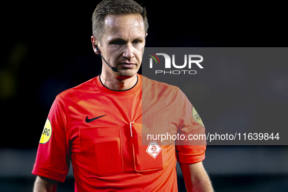 Referee Ingmar Oostrom officiates during the match between NAC and NEC at the NAC Rat Verleghstadium for the Dutch Eredivisie season 2024-20...