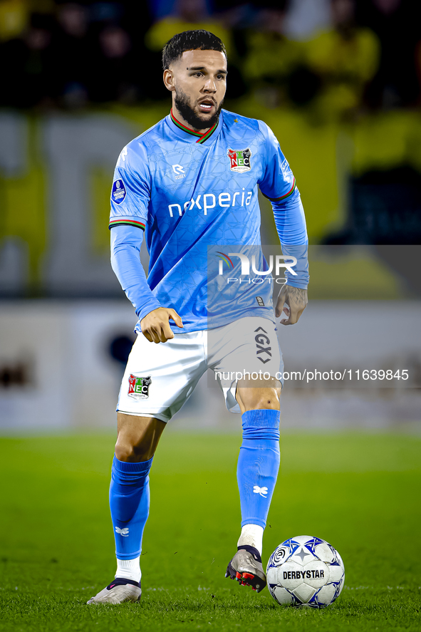 NEC defender Calvin Verdonk plays during the match between NAC and NEC at the NAC Rat Verleghstadium for the Dutch Eredivisie season 2024-20...