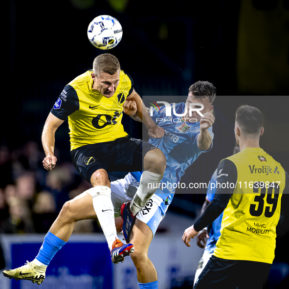 NAC Breda defender Boy Kemper and NEC forward Vito van Crooij play during the match between NAC and NEC at the NAC Rat Verlegh Stadium for t...