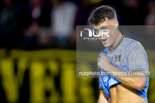 NEC forward Vito van Crooij plays during the match between NAC and NEC at the NAC Rat Verlegh Stadium for the Dutch Eredivisie season 2024-2...