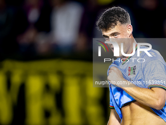 NEC forward Vito van Crooij plays during the match between NAC and NEC at the NAC Rat Verlegh Stadium for the Dutch Eredivisie season 2024-2...