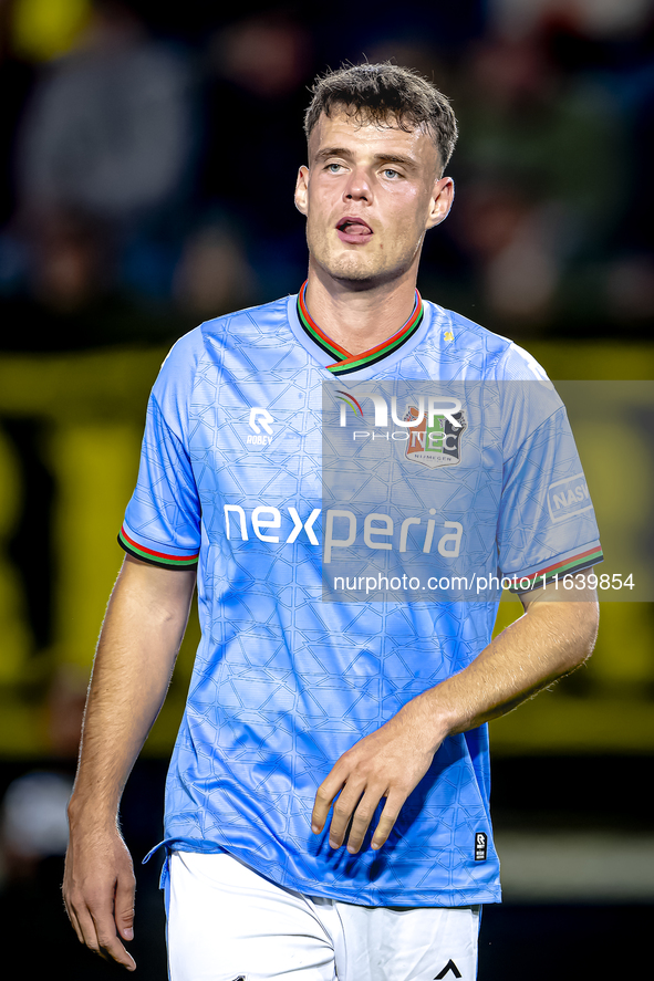 NEC forward Vito van Crooij plays during the match between NAC and NEC at the NAC Rat Verlegh Stadium for the Dutch Eredivisie season 2024-2...