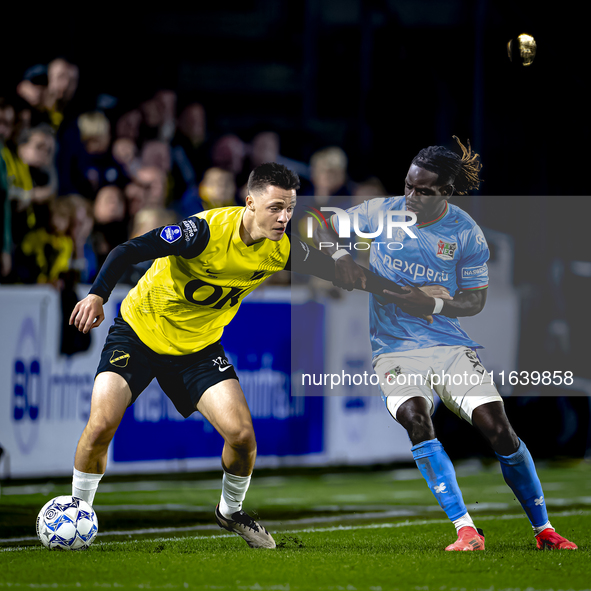 NAC Breda midfielder Dominik Janosek and NEC defender Brayann Pereira play during the match between NAC and NEC at the NAC Rat Verleghstadiu...