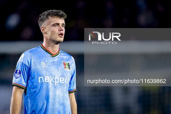 NEC forward Vito van Crooij plays during the match between NAC and NEC at the NAC Rat Verlegh Stadium for the Dutch Eredivisie season 2024-2...