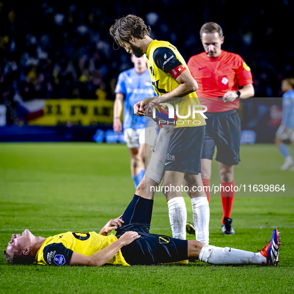 NAC Breda defender Boy Kemper and NAC Breda defender Jan van den Berg play during the match between NAC and NEC at the NAC Rat Verleghstadiu...