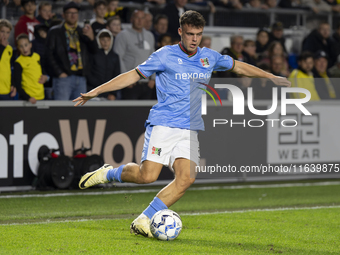 NEC forward Vito van Crooij plays during the match between NAC and NEC at the NAC Rat Verlegh Stadium for the Dutch Eredivisie season 2024-2...