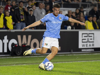 NEC forward Vito van Crooij plays during the match between NAC and NEC at the NAC Rat Verlegh Stadium for the Dutch Eredivisie season 2024-2...