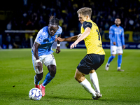 NEC defender Brayann Pereira and NAC Breda midfielder Max Balard are present during the match between NAC and NEC at the NAC Rat Verleghstad...