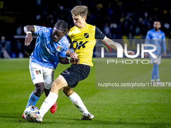 NEC defender Brayann Pereira and NAC Breda midfielder Max Balard are present during the match between NAC and NEC at the NAC Rat Verleghstad...