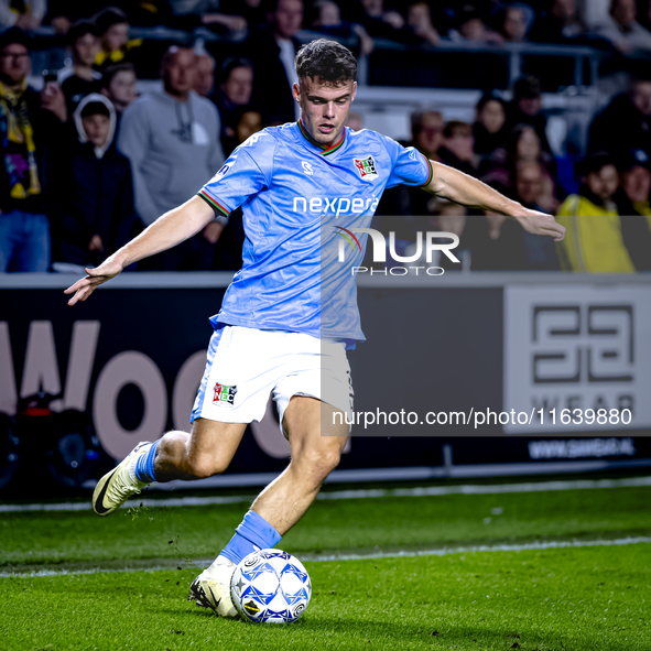 NEC forward Vito van Crooij plays during the match between NAC and NEC at the NAC Rat Verlegh Stadium for the Dutch Eredivisie season 2024-2...