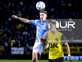 NEC midfielder Mees Hoedemakers and NAC Breda forward Kacper Kostorz play during the match between NAC and NEC at the NAC Rat Verlegh Stadiu...