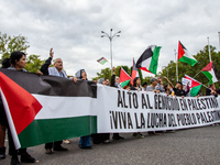 About 30,000 people with Palestinian and Lebanese flags walk the streets of Madrid, Spain, on October 5, 2024, to protest Israel's attacks o...