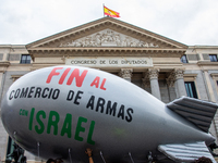 About 30,000 people with Palestinian and Lebanese flags walk the streets of Madrid, Spain, on October 5, 2024, to protest Israel's attacks o...