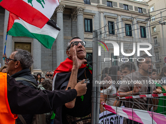 About 30,000 people with Palestinian and Lebanese flags walk the streets of Madrid, Spain, on October 5, 2024, to protest Israel's attacks o...