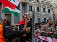 About 30,000 people with Palestinian and Lebanese flags walk the streets of Madrid, Spain, on October 5, 2024, to protest Israel's attacks o...