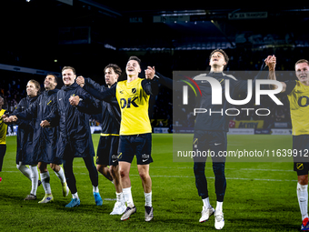 Players of NAC celebrate the victory after the game during the match between NAC and NEC at the NAC Rat Verleghstadium for the Dutch Eredivi...