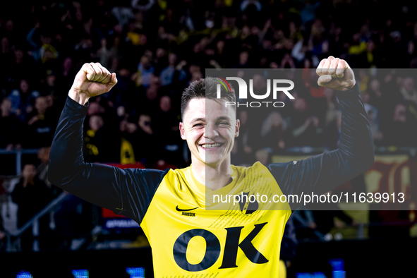 NAC Breda midfielder Dominik Janosek celebrates the victory after the game during the match between NAC and NEC at the NAC Rat Verleghstadiu...