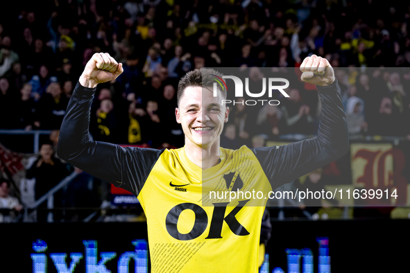 NAC Breda midfielder Dominik Janosek celebrates the victory after the game during the match between NAC and NEC at the NAC Rat Verleghstadiu...