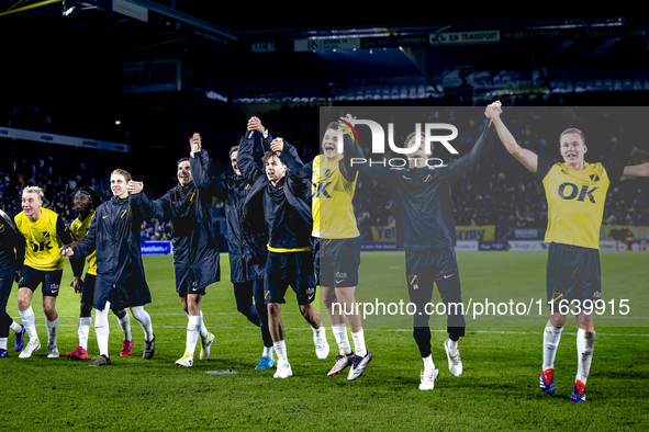 Players of NAC celebrate the victory after the game during the match between NAC and NEC at the NAC Rat Verleghstadium for the Dutch Eredivi...