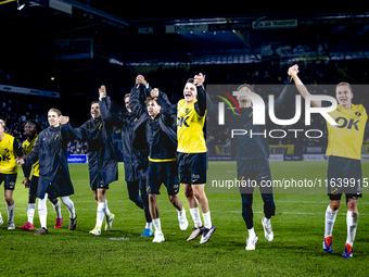 Players of NAC celebrate the victory after the game during the match between NAC and NEC at the NAC Rat Verleghstadium for the Dutch Eredivi...