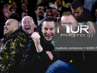 Supporters of NAC Breda attend the match between NAC and NEC at the NAC Rat Verleghstadium for the Dutch Eredivisie season 2024-2025 in Bred...