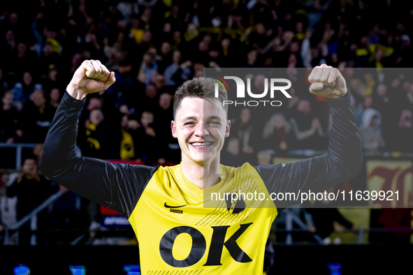 NAC Breda midfielder Dominik Janosek celebrates the victory after the game during the match between NAC and NEC at the NAC Rat Verleghstadiu...