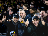 Supporters of NAC Breda attend the match between NAC and NEC at the NAC Rat Verleghstadium for the Dutch Eredivisie season 2024-2025 in Bred...