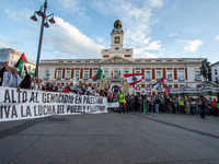 About 30,000 people with Palestinian and Lebanese flags walk the streets of Madrid, Spain, on October 5, 2024, to protest Israel's attacks o...