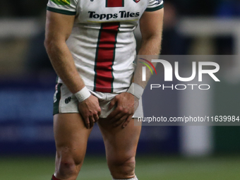 Jamie Shillcock of Leicester Tigers participates in the Gallagher Premiership match between Newcastle Falcons and Leicester Tigers at Kingst...