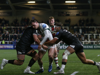 Leicester Tigers' Will Wand is tackled during the Gallagher Premiership match between Newcastle Falcons and Leicester Tigers at Kingston Par...